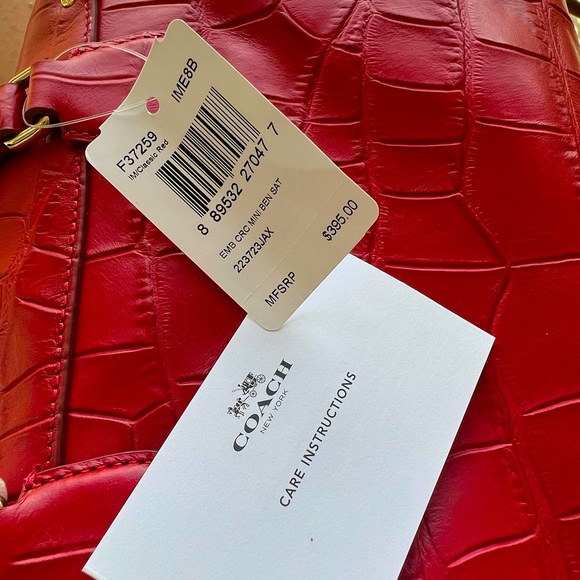 Coach Mini Bennett Satchel | Red Croc Embossed Leather | NWT - Picture 5 of 7